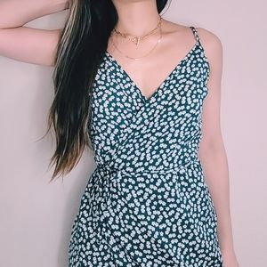 Teal floral dress with adjustable straps